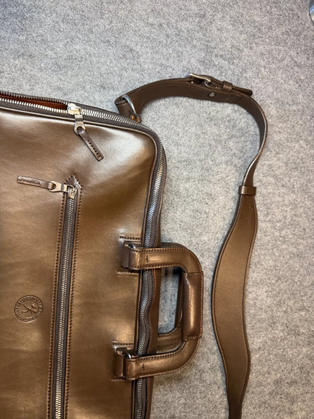 Glaser Designs Brown Saddle Leather Briefcase Travel Bag Rare USA - Picture 6 of 15
